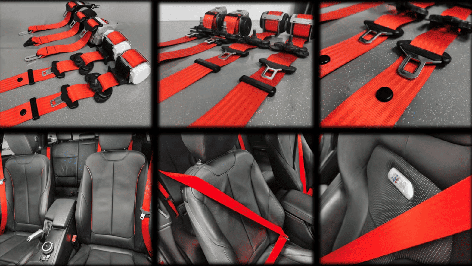 Set complet de centuri de siguranță auto roșii personalizate, montate în interior BMW